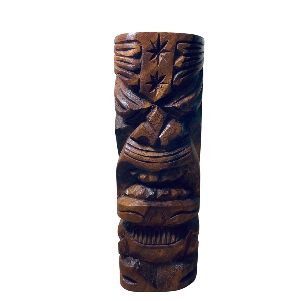 Kalalo T Hand Carved Wooden Tiki Mask Sculpture Flat Back 11 Inch